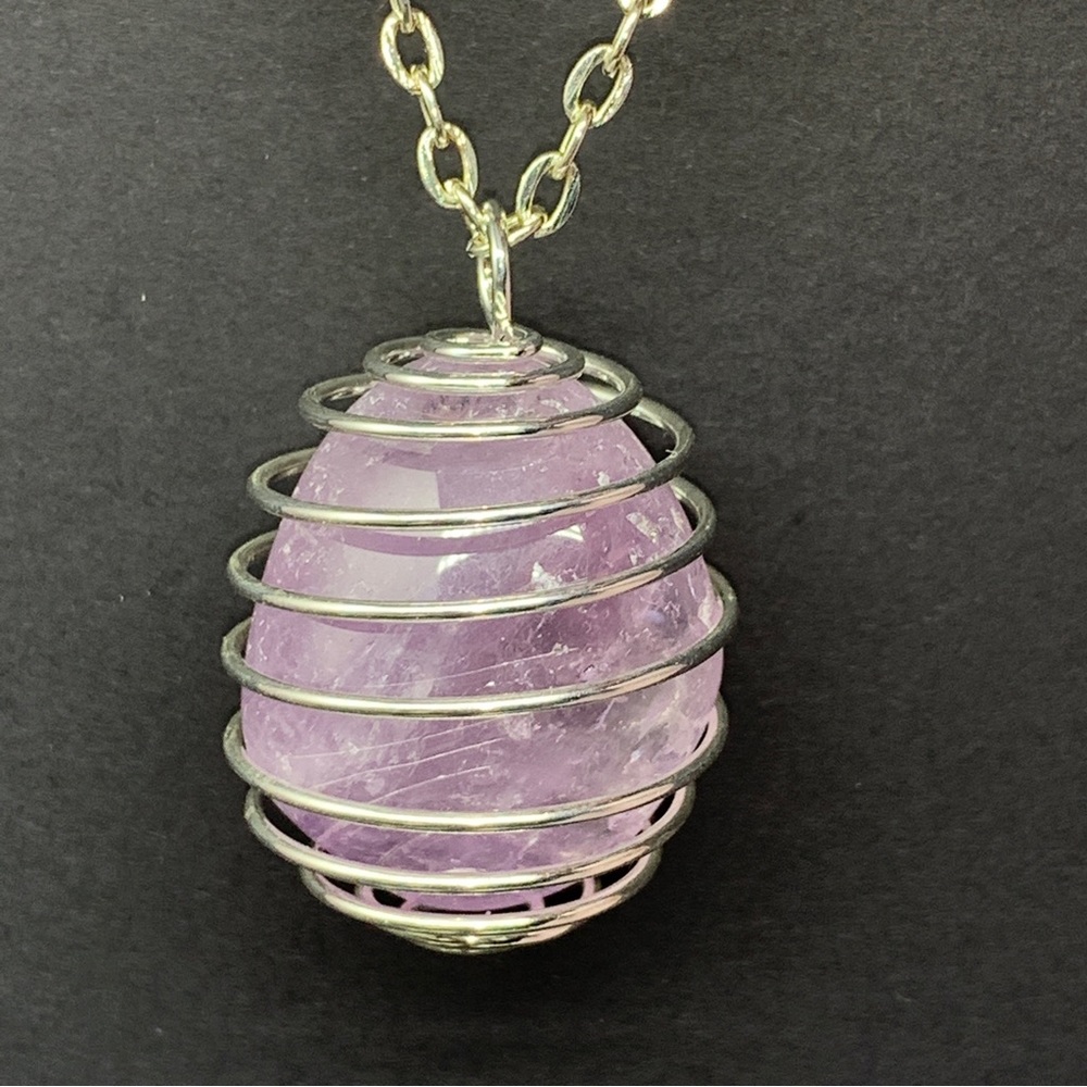 Maraba Amethyst Caged Pendant & Selenite & 20 Inch chain New in Box - Picture 6 of 16